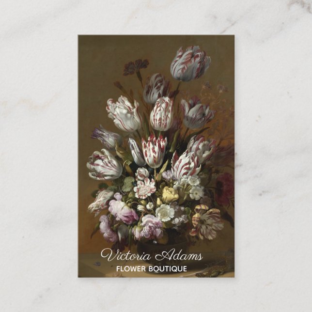 Tarjeta De Visita Ramo floral elegante - Bello Artes del holandés (Anverso)