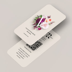 Tarjeta De Visita Ramo Floral Estético Mínimo Iniciales Arena