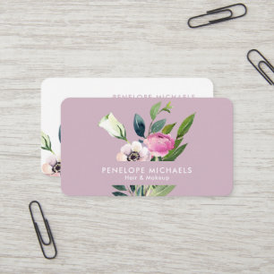 Tarjeta De Visita Ramo floral minimalista de acuarela rosa pastel