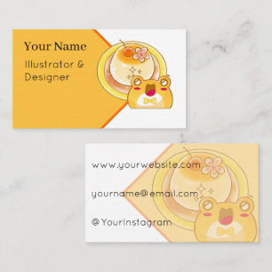 Tarjeta De Visita Rana Kawaii y pudín japonés Purin