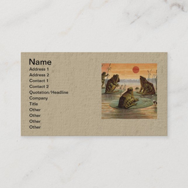 Tarjeta De Visita Ranas Lily Pads Moon Ilustracion (Anverso)