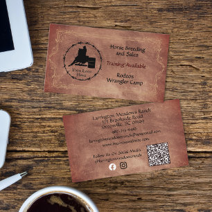 Tarjeta De Visita Rancho de Caballos del Oeste Código QR de su Logot