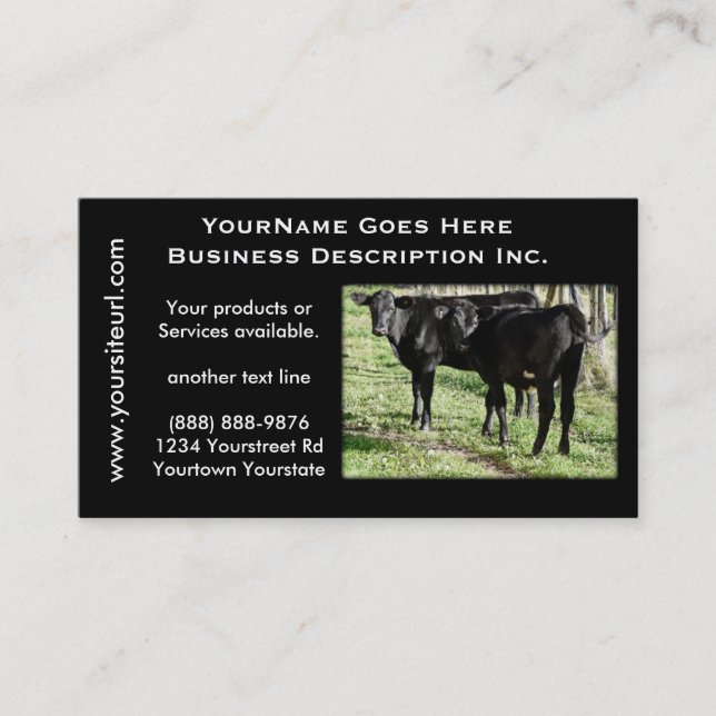 Tarjeta De Visita Rancho de ganado negro de Angus (Anverso)