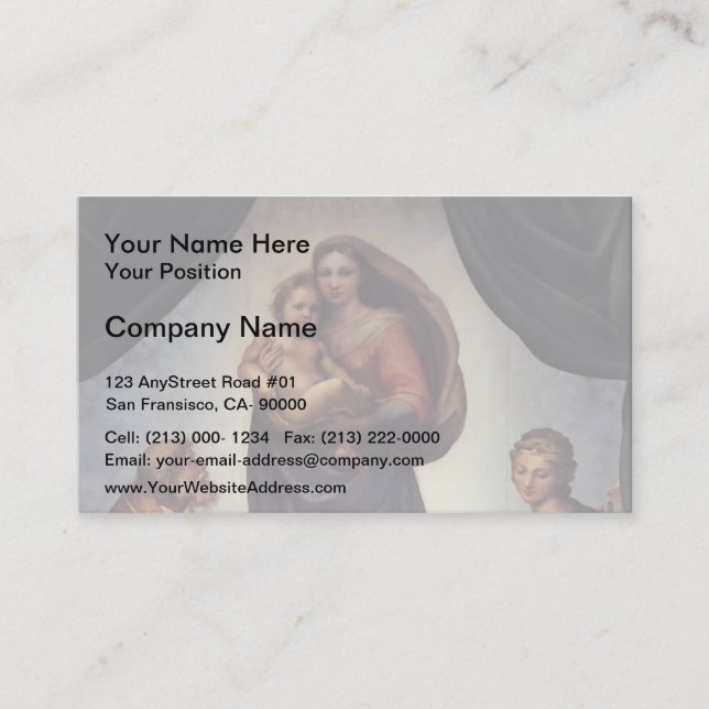 Tarjeta De Visita Raphael- La Virgen Madonna (Anverso)