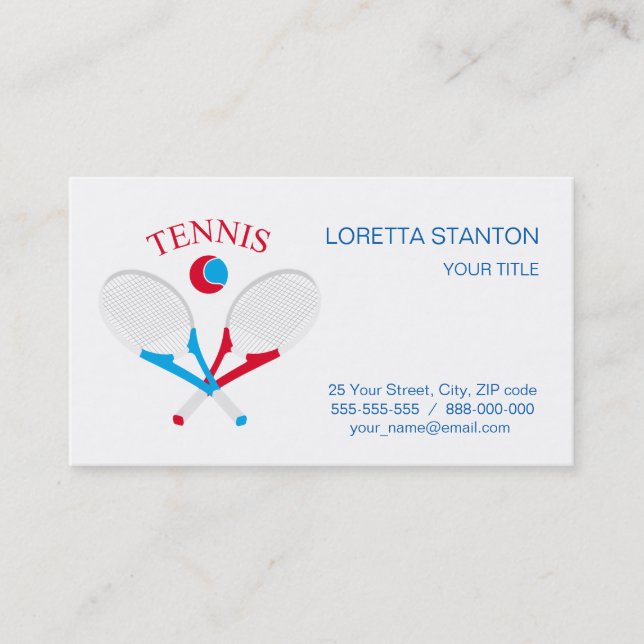 Tarjeta De Visita Raquetas de tenis y pelota de tenis (Anverso)