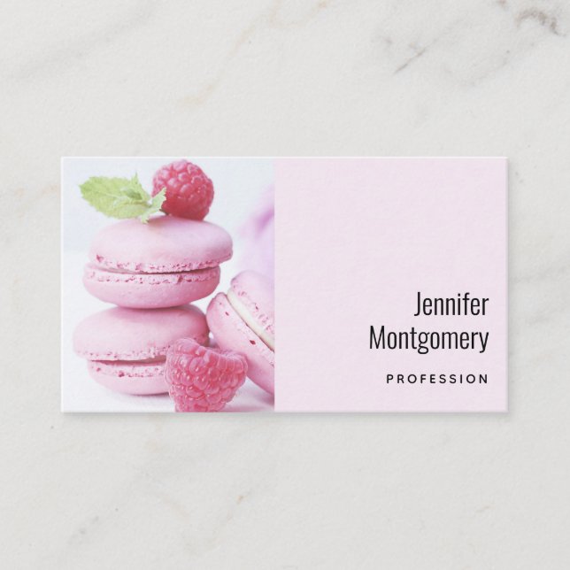 Tarjeta De Visita Raspberry rosa Macarons Pasta Francesa (Anverso)