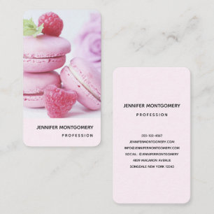 Tarjeta De Visita Raspberry rosa Macarons Pasta Francesa