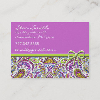 Tarjeta De Visita Raspberry y lima de paisly floral