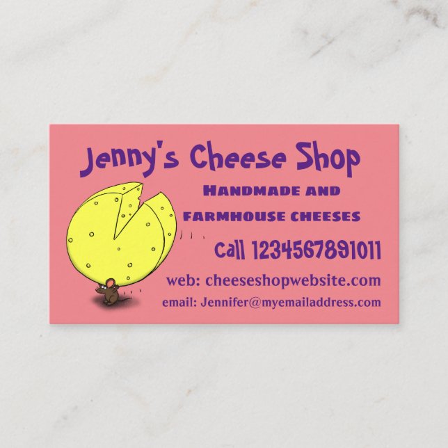 Tarjeta De Visita Ratón blanco con ilustracion personalizado de ques (Anverso)