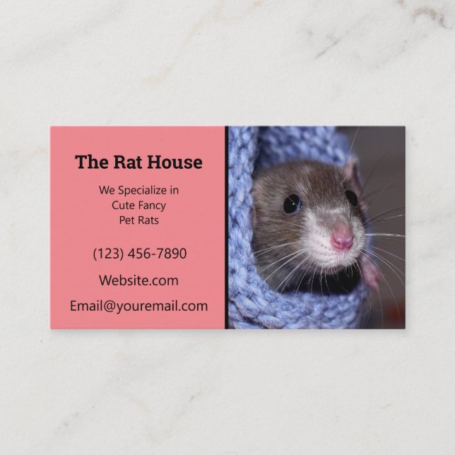 Tarjeta De Visita Ratón de criador de rata rosada (Anverso)
