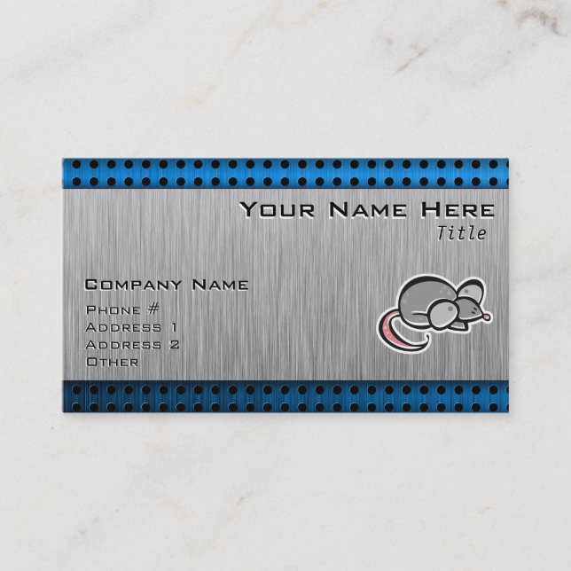 Tarjeta De Visita Ratón; Metal-mirada cepillada (Anverso)