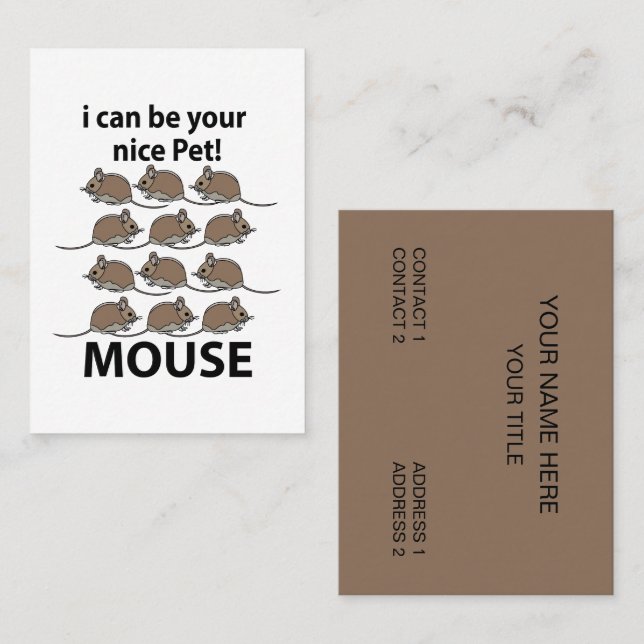 Tarjeta De Visita Ratón Rata Animal Puedo Ser Su Bonito Ratón Mascot (Anverso / Reverso)