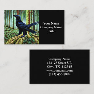 Tarjeta De Visita Raven negro rústico de Woodland