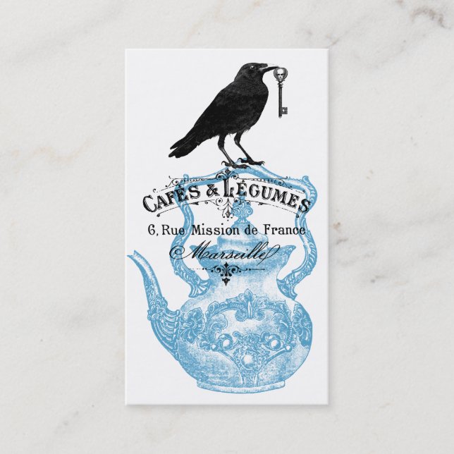 Tarjeta De Visita Raven Skeleton Key y Teapot (Anverso)