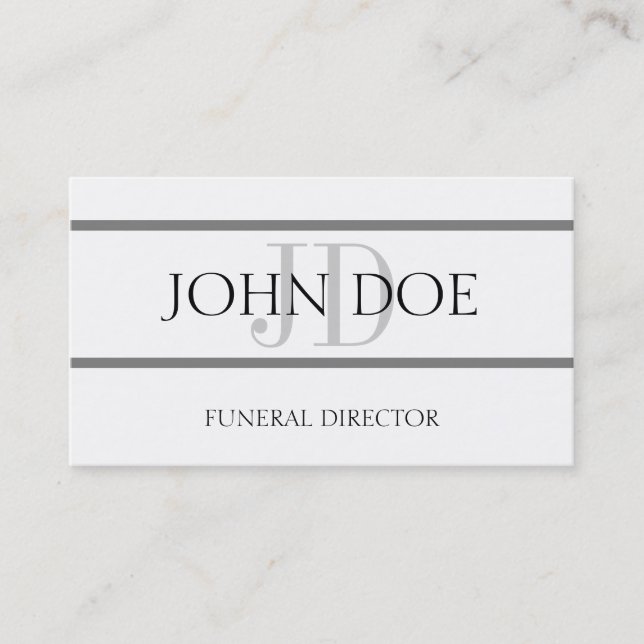 Tarjeta De Visita Raya blanca/gris del director de funeraria (Anverso)