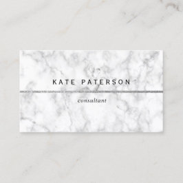 Tarjeta De Visita Raya de plata de mármol blanca moderna del