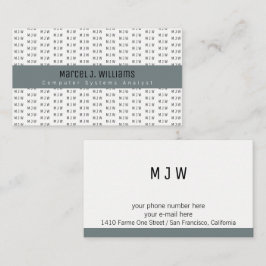 Tarjeta De Visita raya gris profesional moderna y patrón inicial