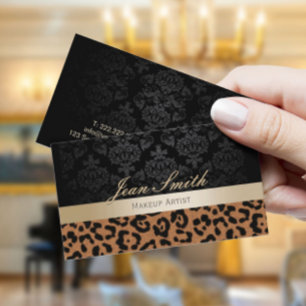 Tarjeta De Visita Raya moderna del oro del estampado leopardo del