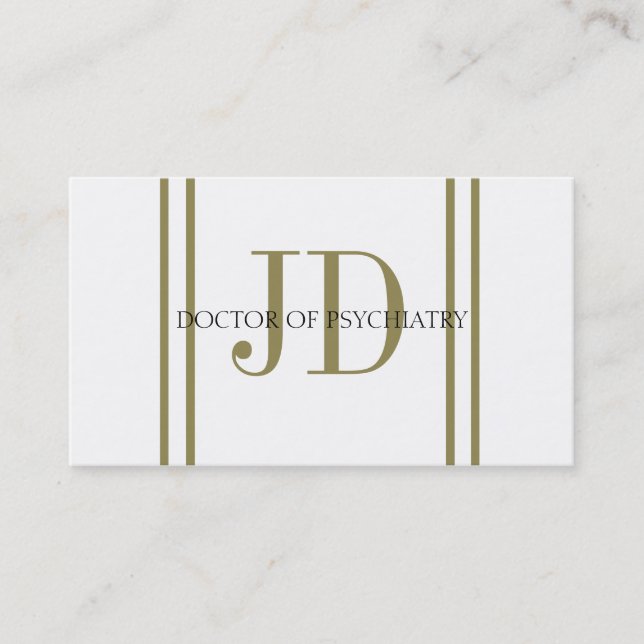 Tarjeta De Visita Raya W/W del oro de Vert del psiquiatra (Anverso)