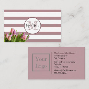 Tarjeta De Visita Raya y tulipanes de la lavanda cones monograma