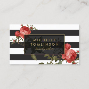 Tarjeta de visita rayada del salón II de los rosas