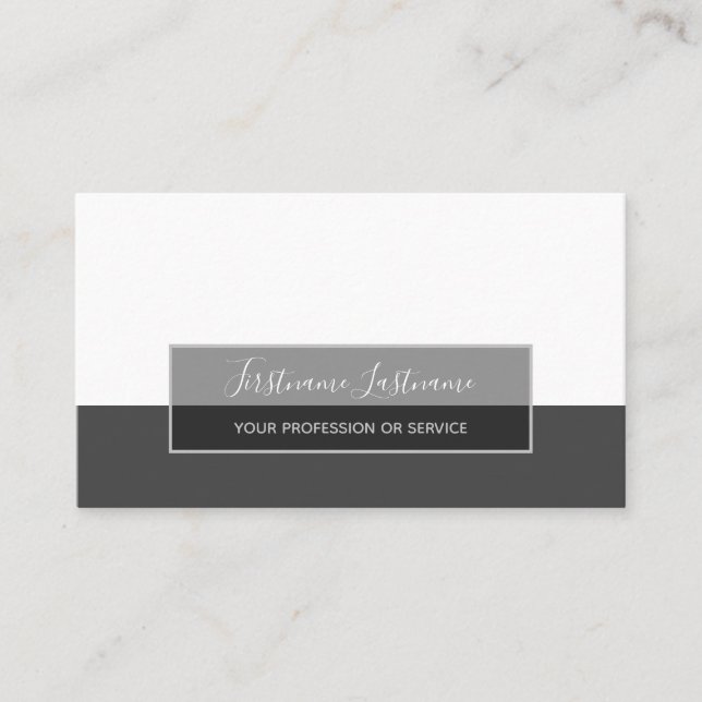 Tarjeta De Visita Rayas abstractas de rectángulo gris blanco minimal (Anverso)