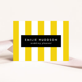 Tarjeta De Visita Rayas amarillas, franjas blancas, patrón rayado