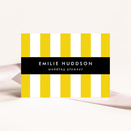 Tarjeta De Visita Rayas amarillas, franjas blancas, patrón rayado