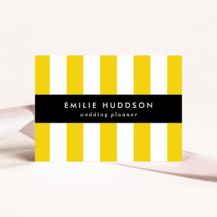 Tarjeta De Visita Rayas amarillas, franjas blancas, patrón rayado