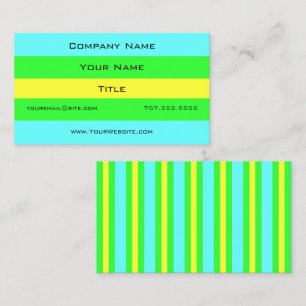 Tarjeta De Visita Rayas anchas amarillas, verdes y azules de Shirley