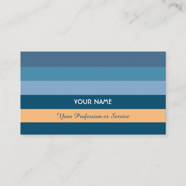Tarjeta De Visita Rayas azules horizontales con naranja (Anverso)