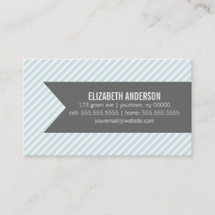 Tarjeta De Visita Rayas Azules Pastel