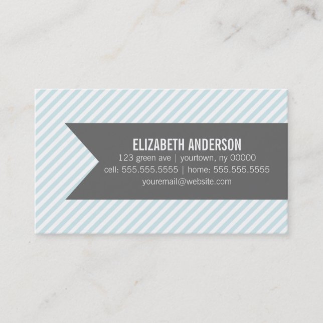 Tarjeta De Visita Rayas Azules Pastel (Anverso)