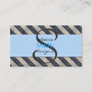 Tarjeta De Visita Rayas azules, rayas grises, patrón rayado
