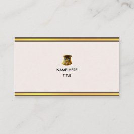 Tarjeta De Visita Rayas beige marrones y doradas elegantes