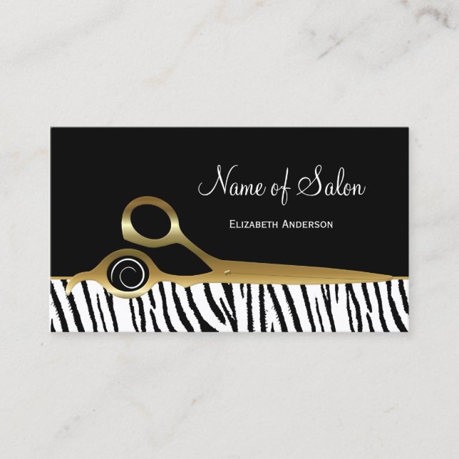 Tarjeta De Visita Rayas blancas elegantes del tigre del salón de (Anverso)