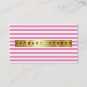 Tarjeta De Visita Rayas Blancas Pastel Rosa Vip Relieve metalizado D