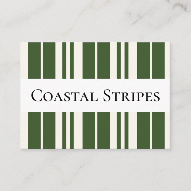 Tarjeta De Visita Rayas Blancas Verdes A Orillas De La Costa (Anverso)