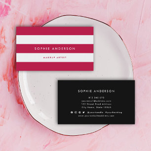 Tarjeta De Visita Rayas blancas y color Personalizado Minimalista mo