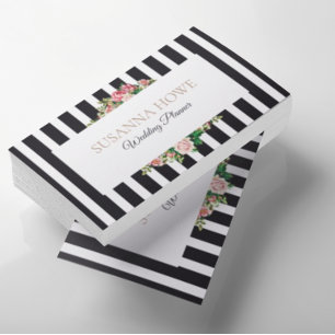 Tarjeta De Visita Rayas Bodas florales de moda