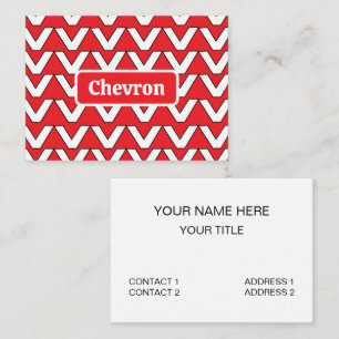 Tarjeta De Visita Rayas Chevron Rojo Blanco