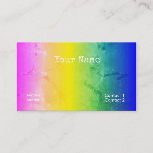 Tarjeta De Visita Rayas de arcoiris grunge psicodélico (Anverso)