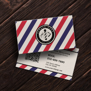 Tarjeta De Visita Rayas de barbería logo de barbería