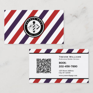 Tarjeta De Visita Rayas de barbería logo de barbería