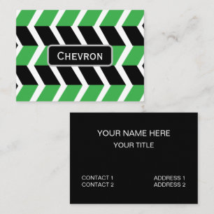 Tarjeta De Visita Rayas de Chevron Verde Negro