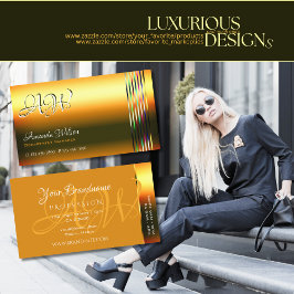 Tarjeta De Visita Rayas de decoración coloridas de Naranja brillante