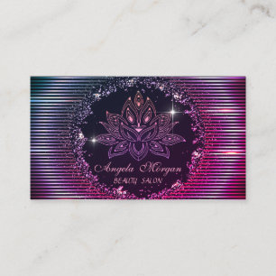 Tarjeta De Visita Rayas de flores de Lotus profesional de color negr