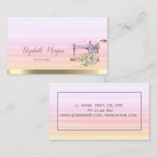 Tarjeta De Visita Rayas de máquina de coser floral ombré