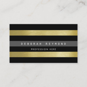 Tarjeta De Visita rayas de oro y negro falsas . rayas modernas