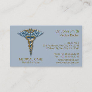 Tarjeta De Visita Rayas de Relieve metalizado dorado de Faux Médico 